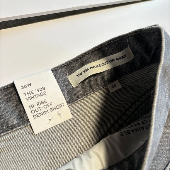 NWT Denim Forum 90's Vintage High-Rise Cut-Off Shorts in 'Gun Metal' Size 30 - Picture 3 of 10